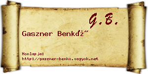 Gaszner Benkő névjegykártya